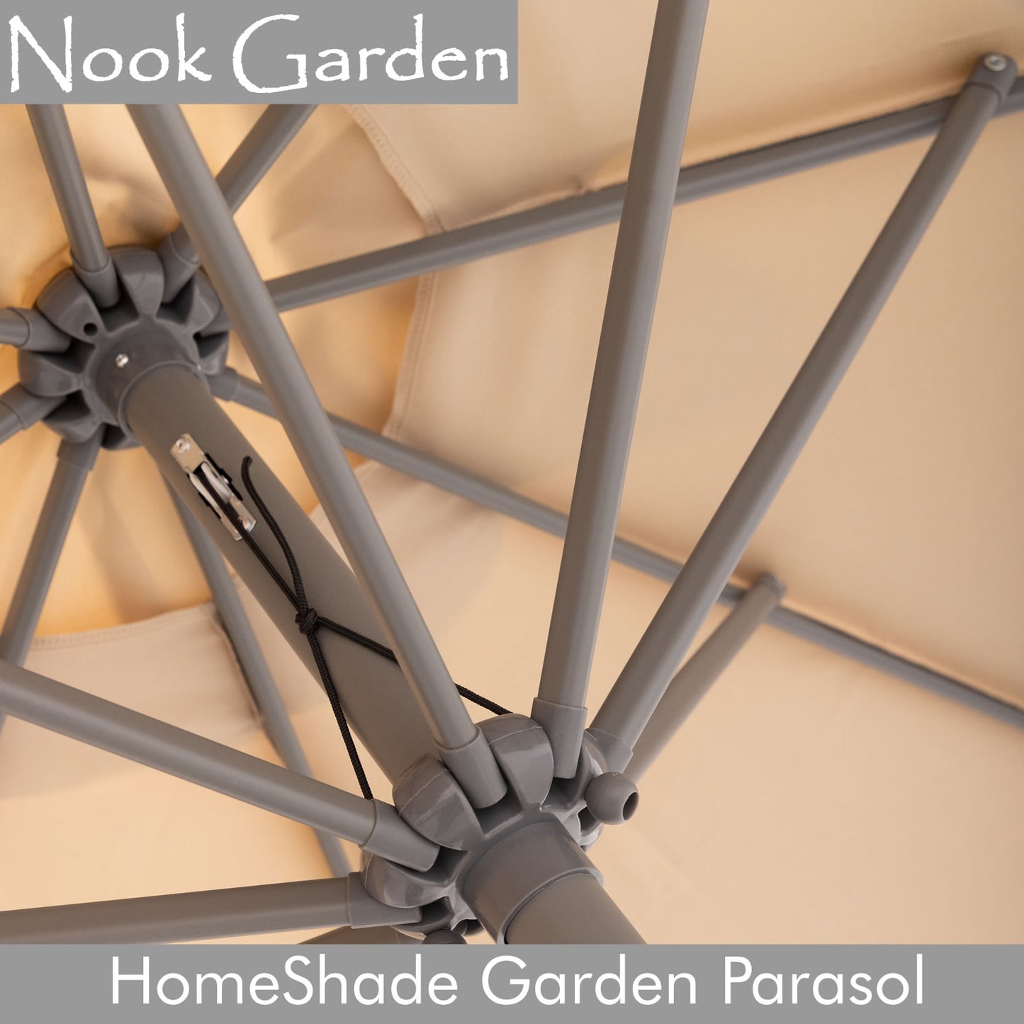 Garden Parasol - Tiltable Function - 2.7m - Warm Taupe