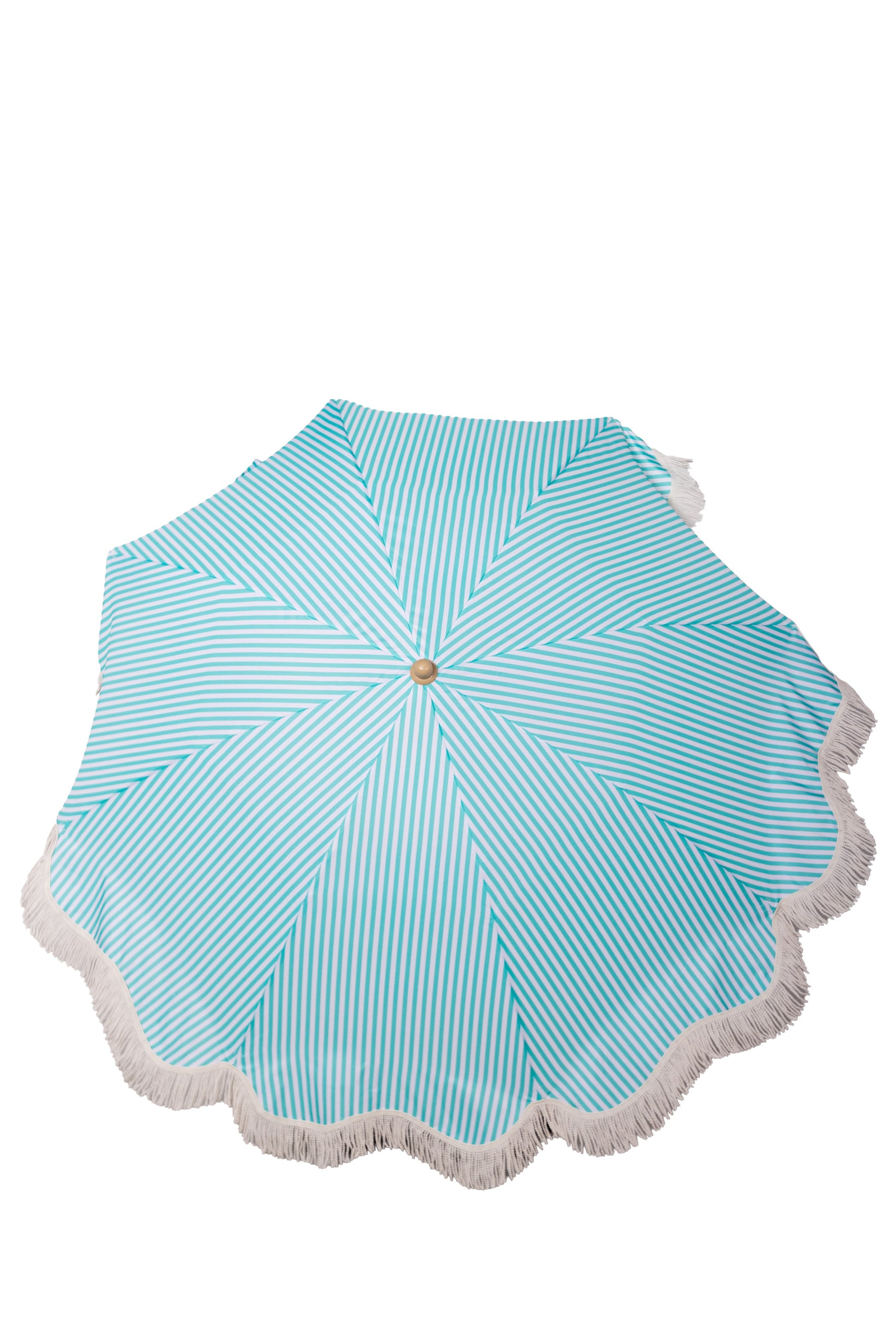 Beach Parasol - Tiltable Function - 2m - Striped Coastal Teal