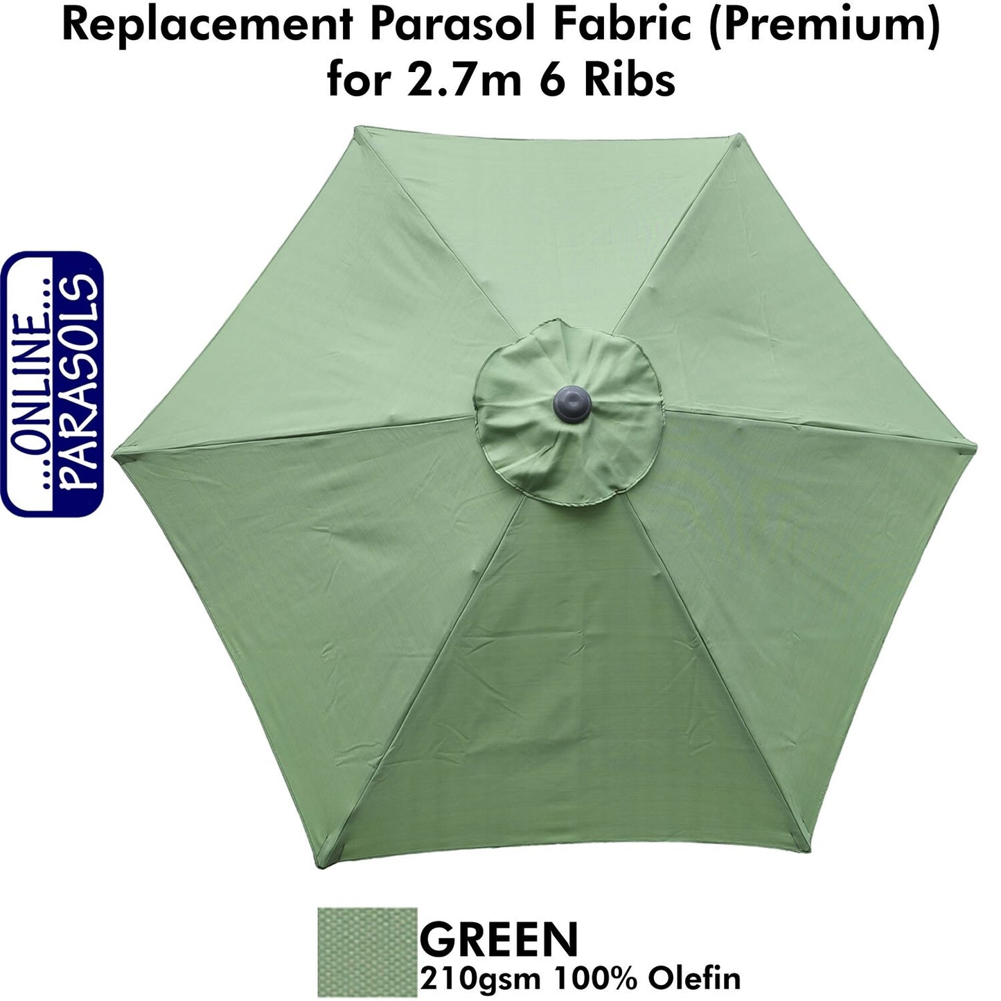 Garden Parasol Replacement Cover - 2.7m 6 Ribs