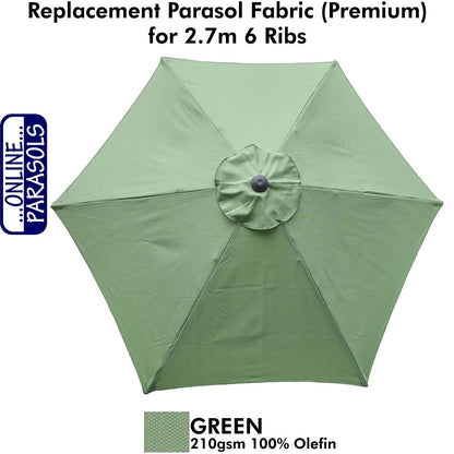 Garden Parasol Replacement Cover - 2.7m 6 Ribs