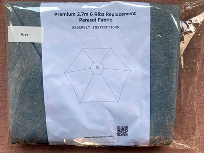 Garden Parasol Replacement Cover - 2.4m 6 Ribs