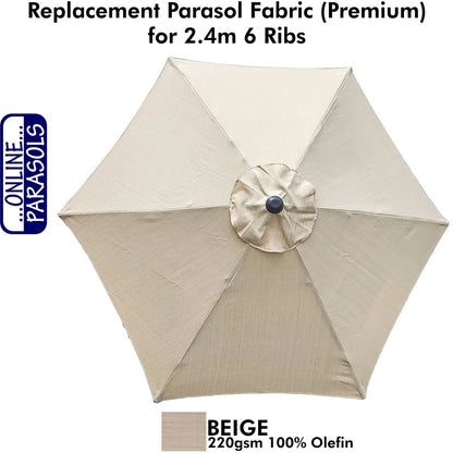 Garden Parasol Replacement Cover - 2.4m 6 Ribs