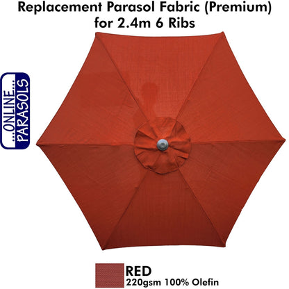 Garden Parasol Replacement Cover - 2.4m 6 Ribs