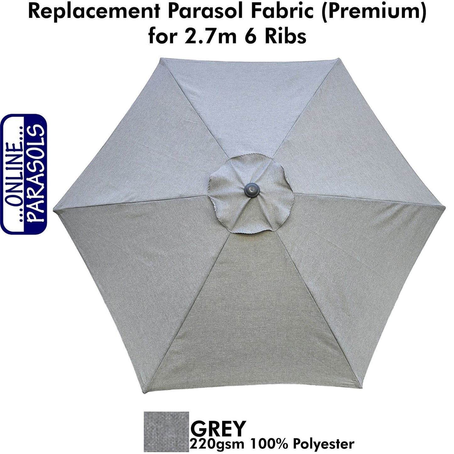Garden Parasol Replacement Cover - 2.7m 6 Ribs