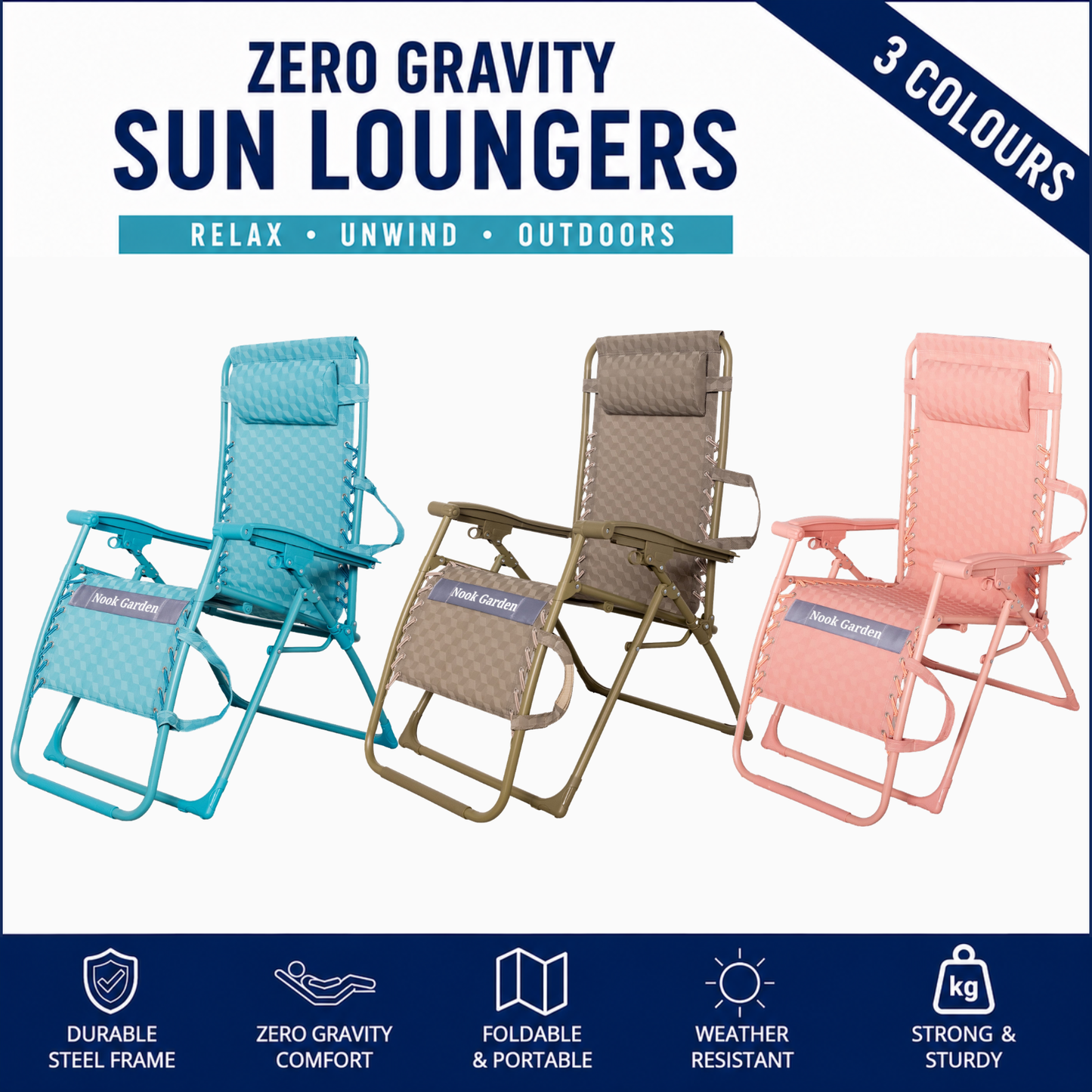 UltraEase Loungers - Zero Gravity - Set 2 Moss Taupe