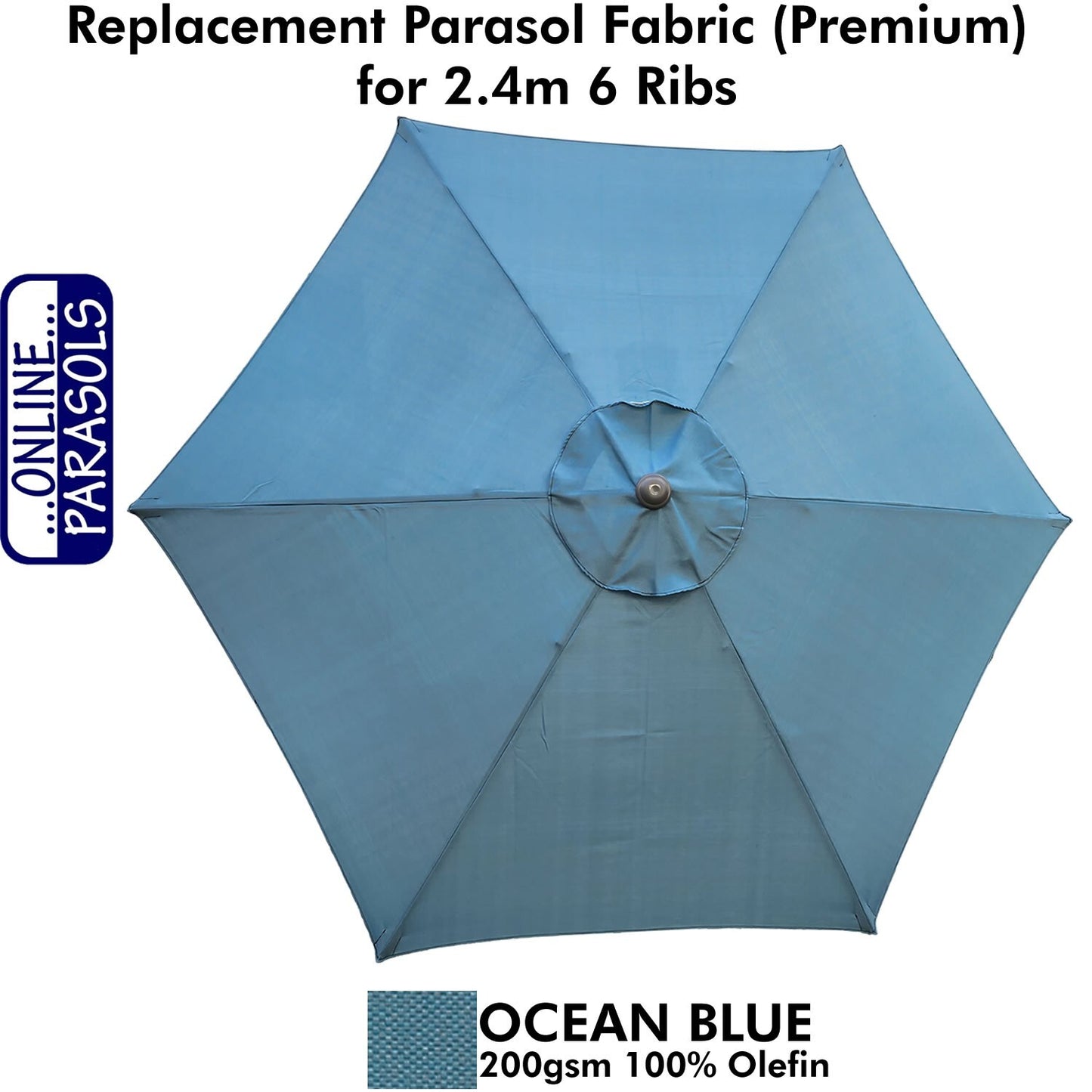 Garden Parasol Replacement Cover - 2.4m 6 Ribs