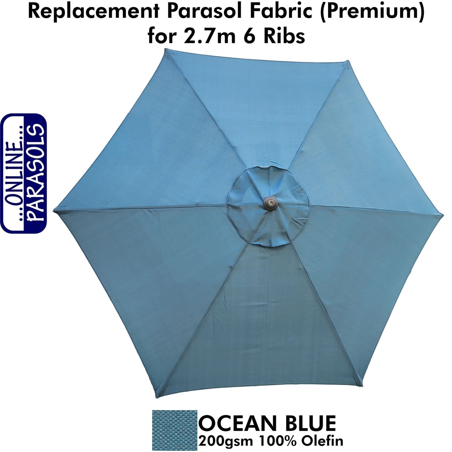Garden Parasol Replacement Cover - 2.7m 6 Ribs