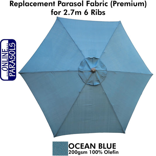 Garden Parasol Replacement Cover - 2.7m 6 Ribs