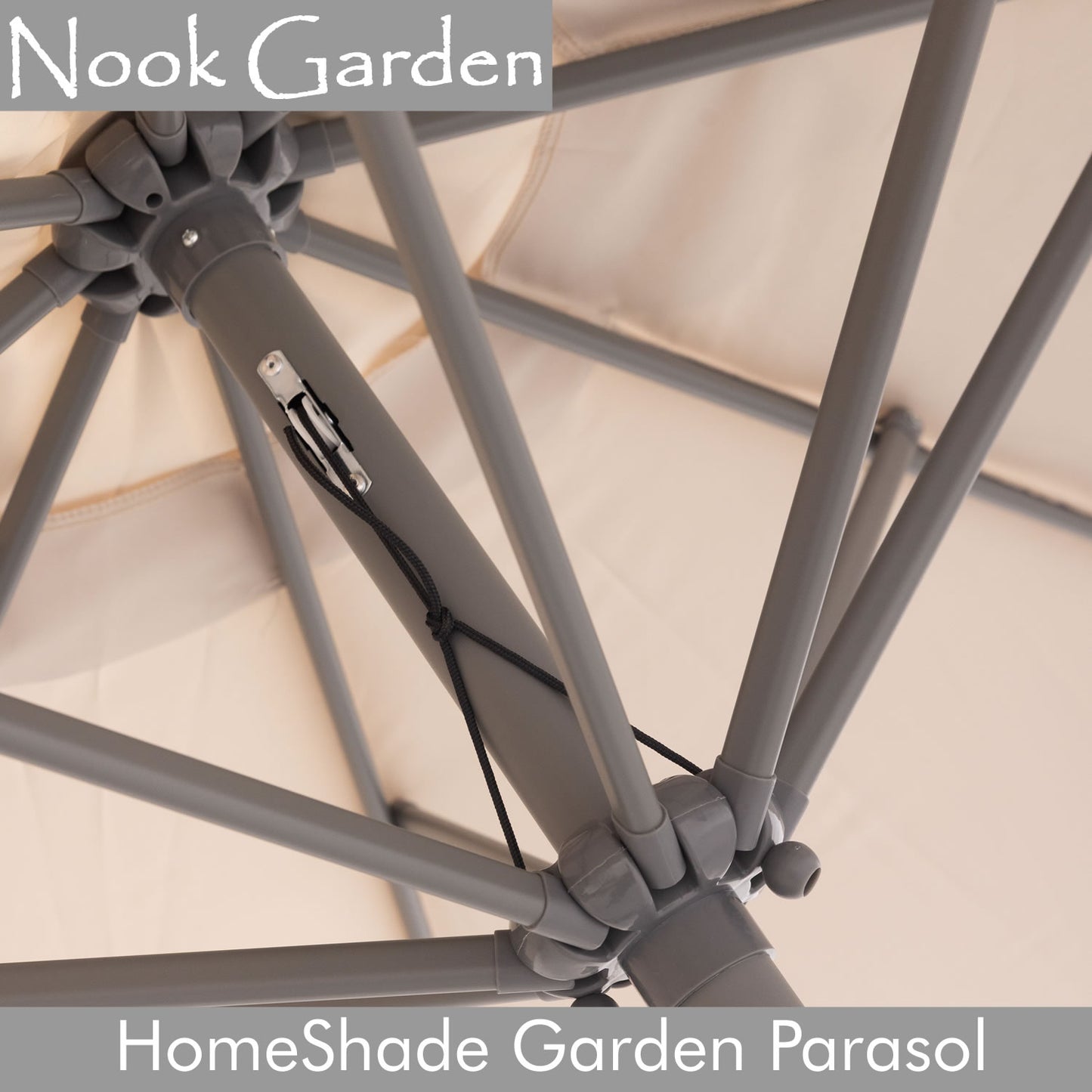 Garden Parasol - Tiltable Function - 2.7m - Stone Grey