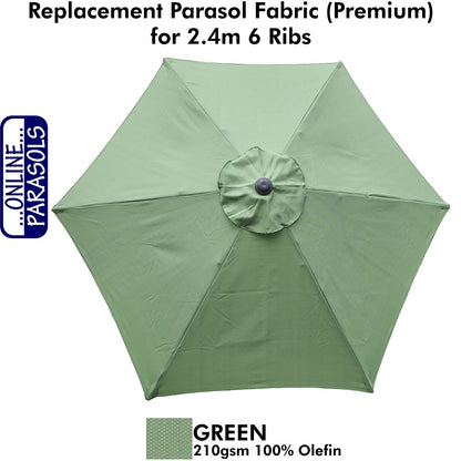 Garden Parasol Replacement Cover - 2.4m 6 Ribs