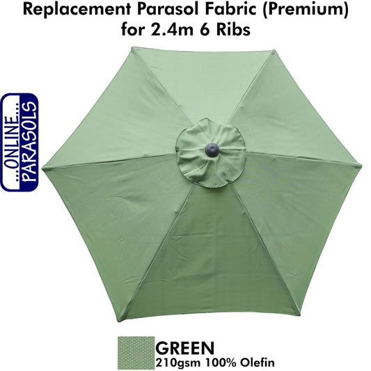 Garden Parasol Replacement Cover - 2.4m 6 Ribs