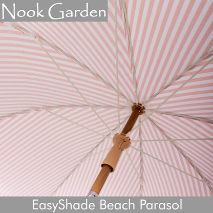 Beach Parasol - Tiltable Function - 2m - Striped Terracotta