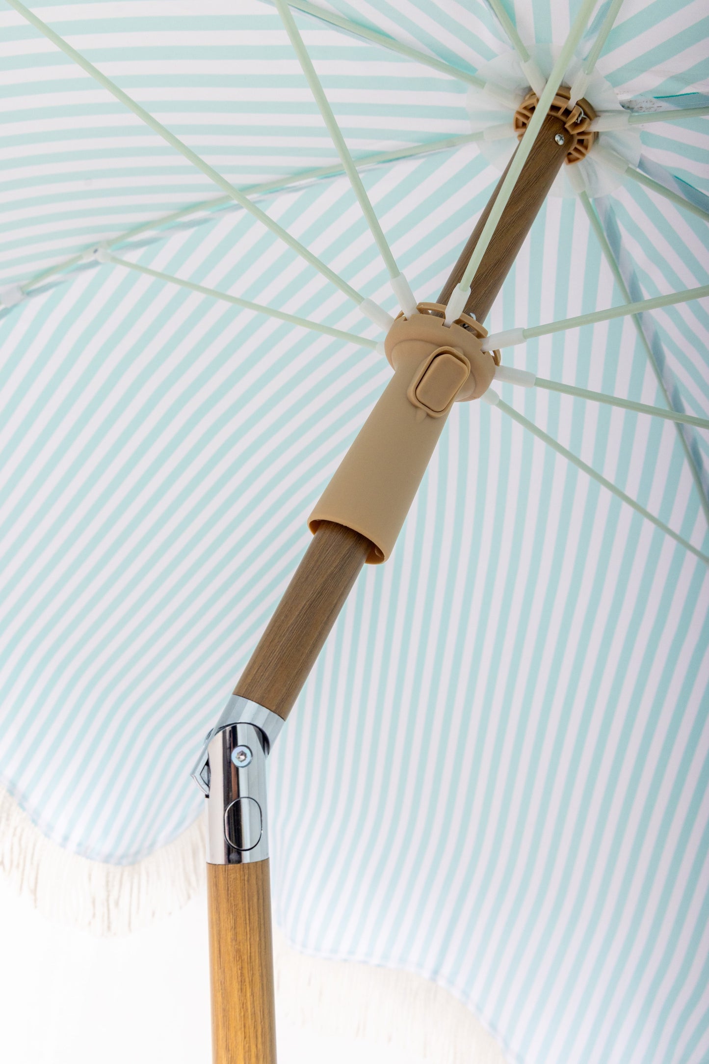 Beach Parasol - Tiltable Function - 2m - Striped Coastal Teal