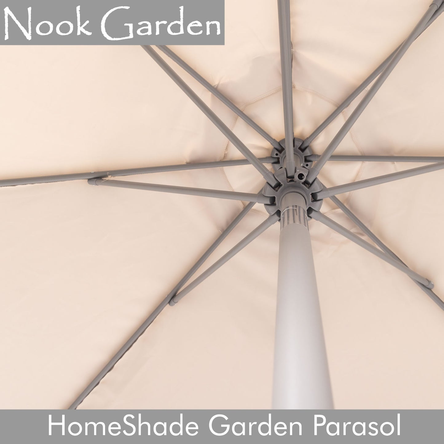 Garden Parasol - Tiltable Function - 2.7m - Stone Grey