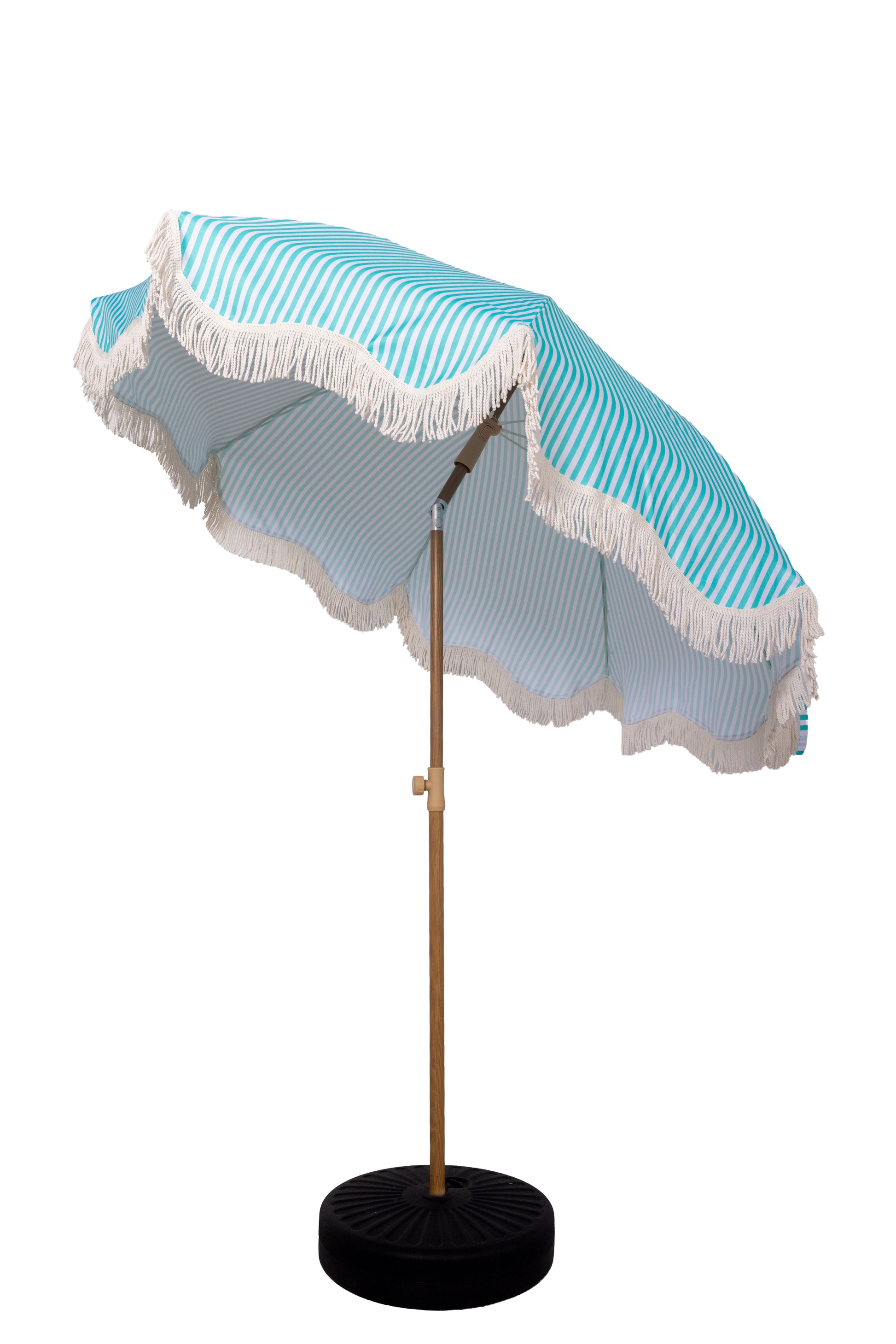Beach Parasol - Tiltable Function - 2m - Striped Coastal Teal