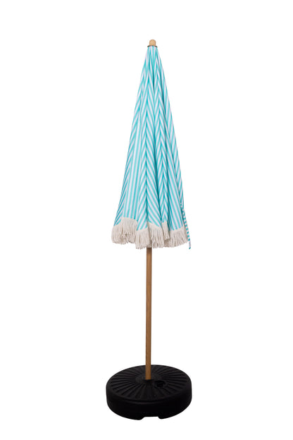 Beach Parasol - Tiltable Function - 2m - Striped Coastal Teal