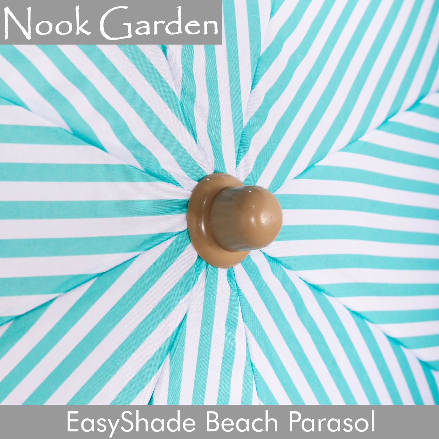Beach Parasol - Tiltable Function - 2m - Striped Coastal Teal