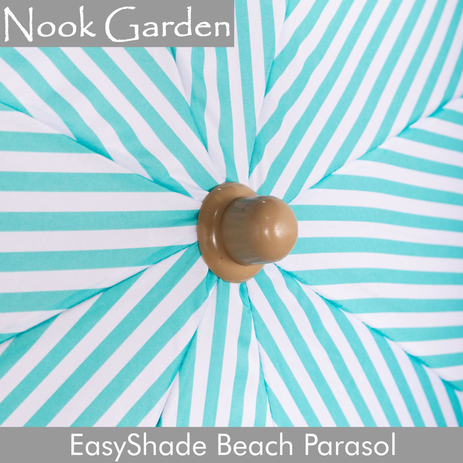Beach Parasol - Tiltable Function - 2m - Striped Coastal Teal