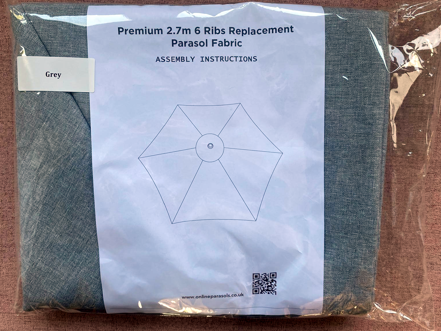 Garden Parasol Replacement Cover - 2.4m 6 Ribs