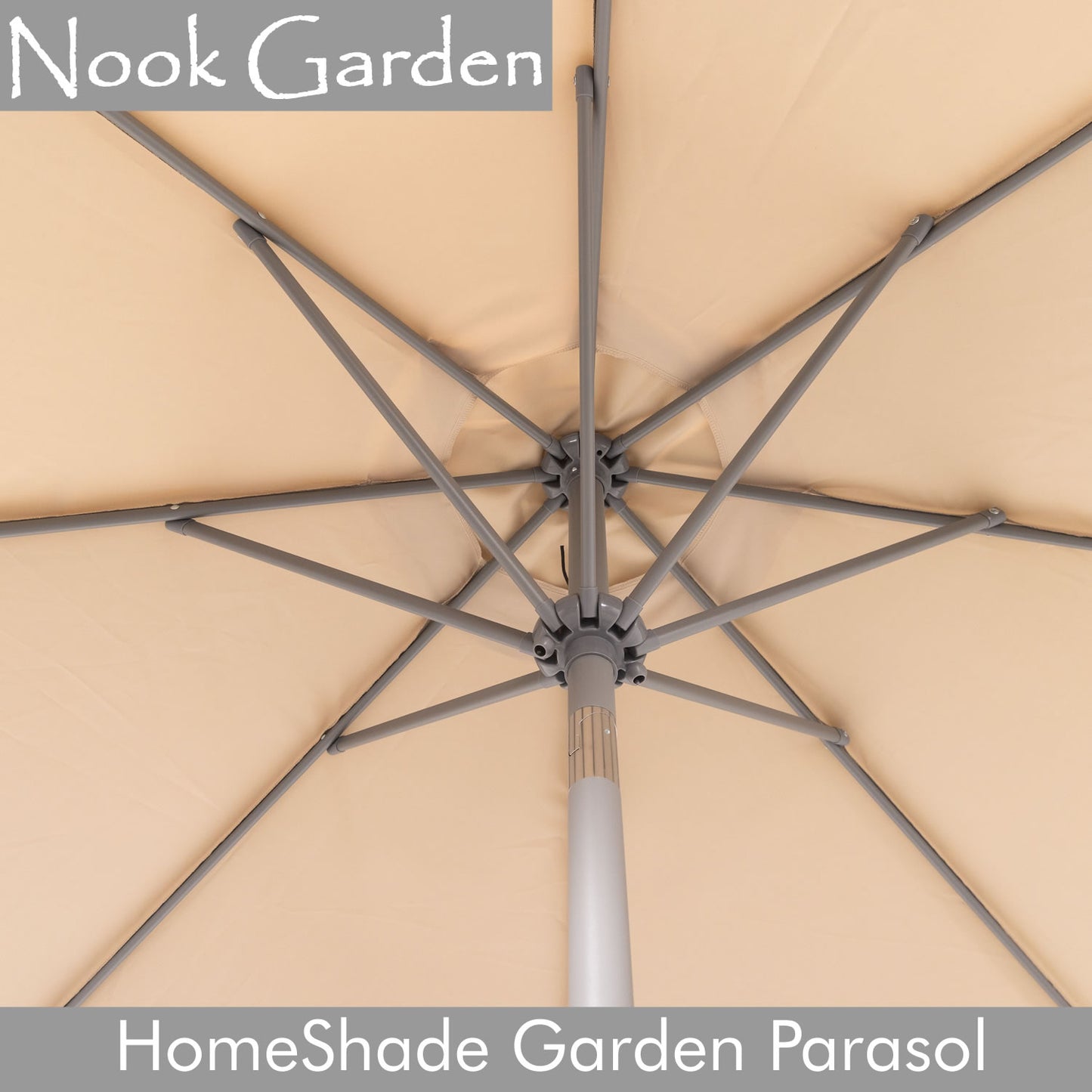 Garden Parasol - Tiltable Function - 2.7m - Warm Taupe 