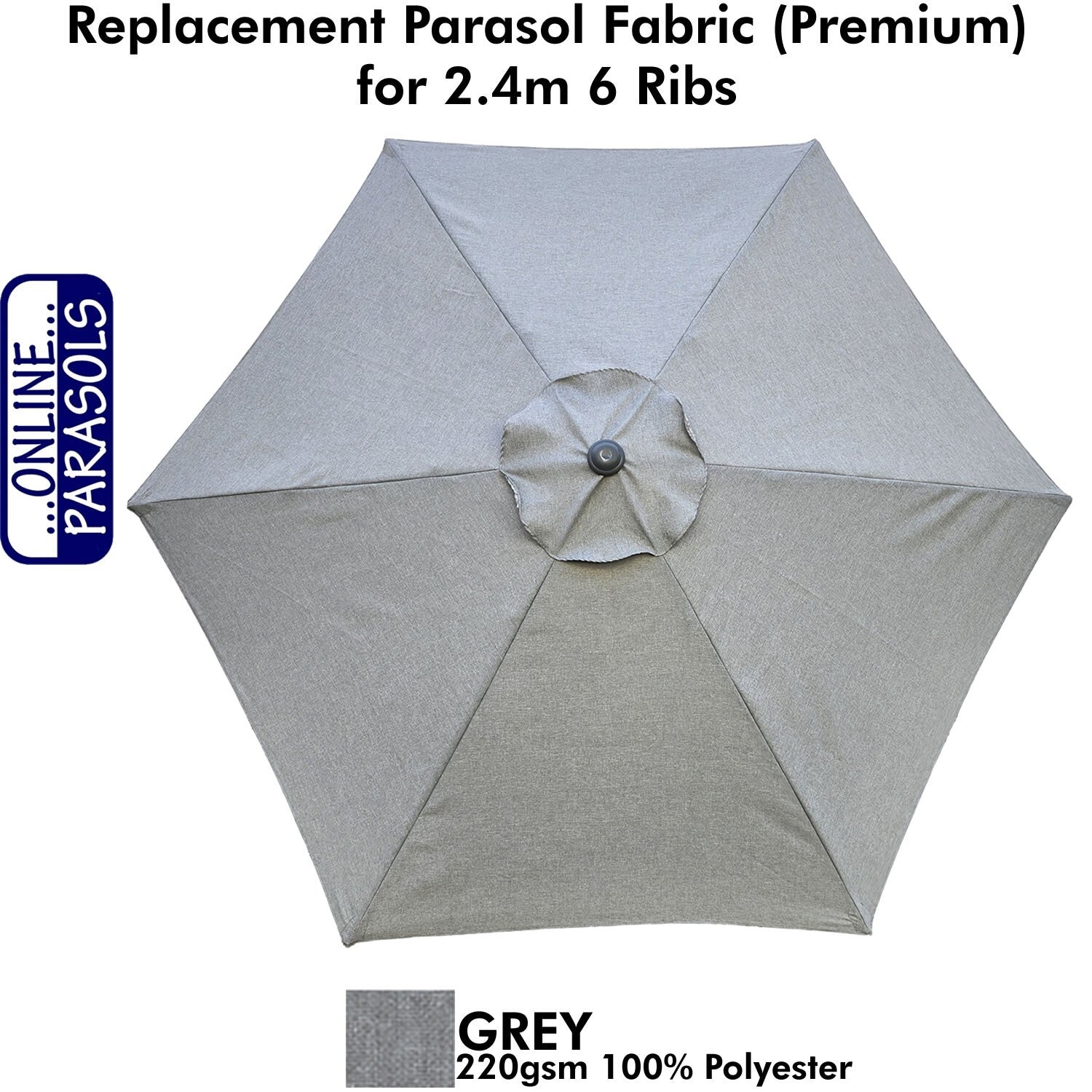 Garden Parasol Replacement Cover - 2.4m 6 Ribs