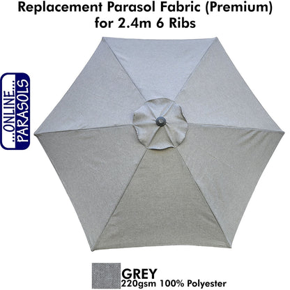 Garden Parasol Replacement Cover - 2.4m 6 Ribs