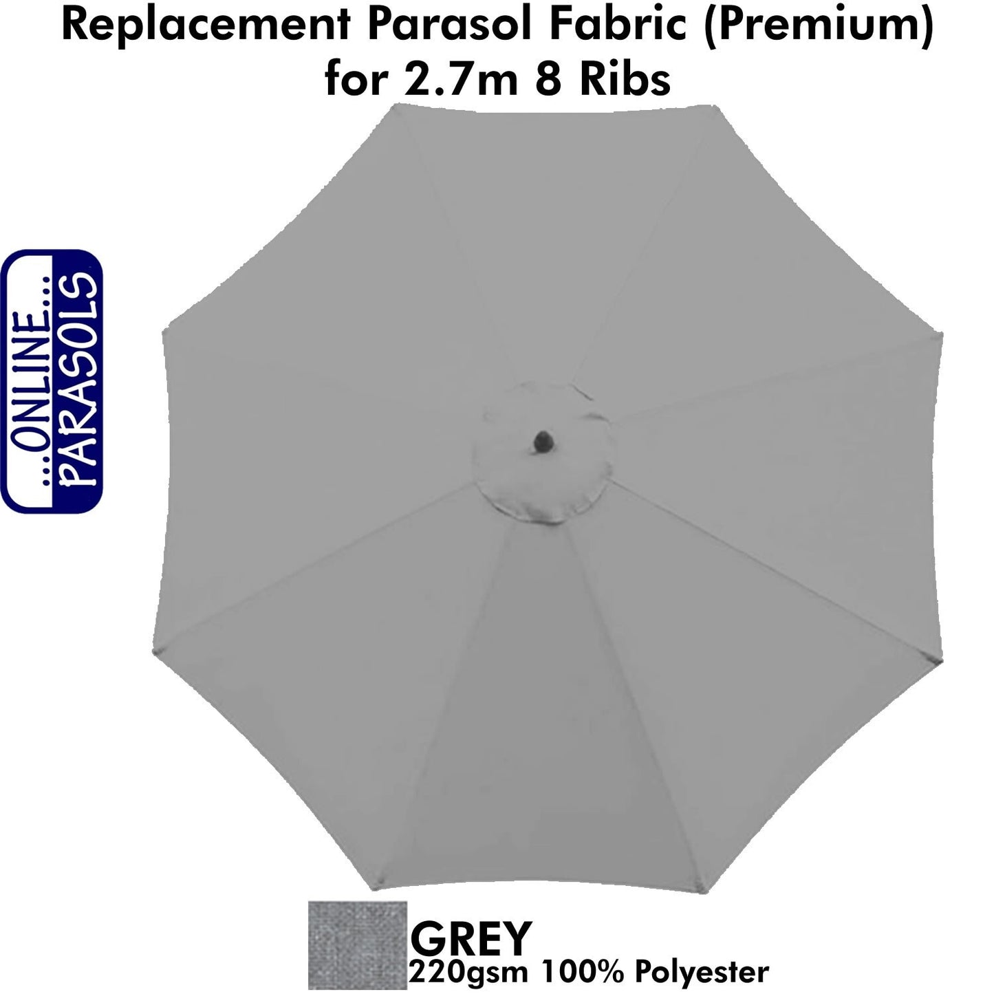 Garden Parasol Replacement Cover - 2.7m 8 Ribs