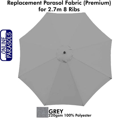 Garden Parasol Replacement Cover - 2.7m 8 Ribs