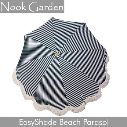 Beach Parasol - Tiltable Function - 2m - Striped Forest Green