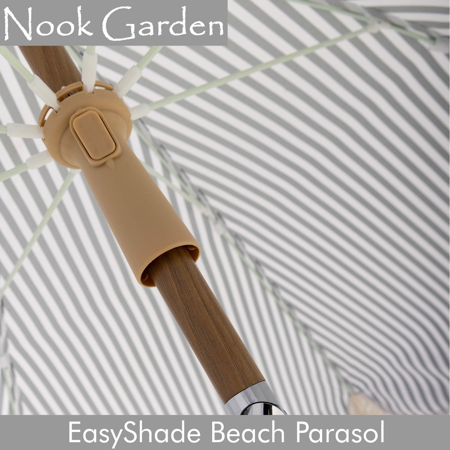 Beach Parasol - Tiltable Function - 2m - Striped Forest Green