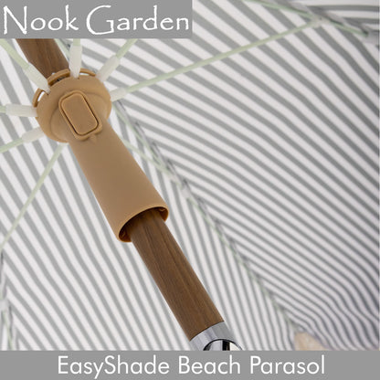 Beach Parasol - Tiltable Function - 2m - Striped Forest Green