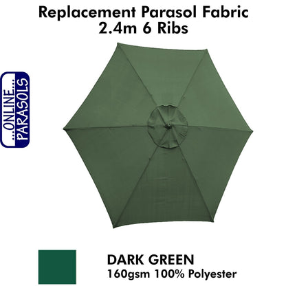 Garden Parasol Replacement Cover - 2.4m 6 Ribs
