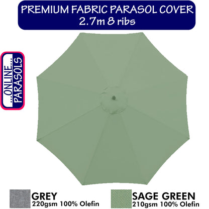 Garden Parasol Replacement Cover - 2.7m 8 Ribs
